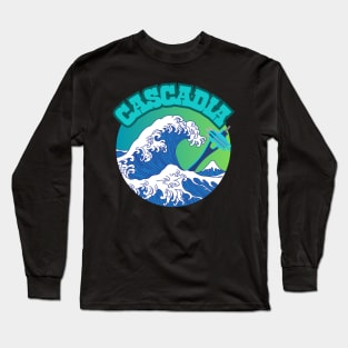 Cascadia. Retro Great Wave Style Long Sleeve T-Shirt